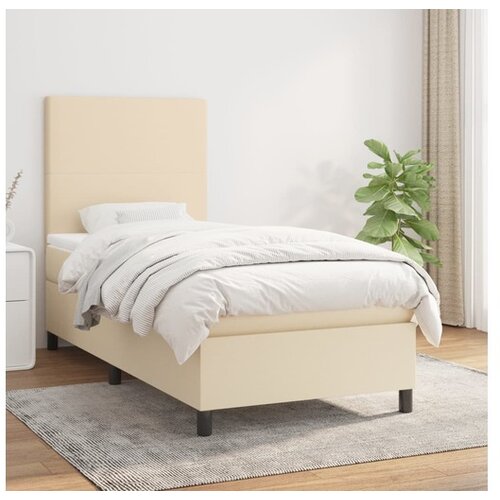 vidaXL Krevet s oprugama i madracem krem 90 x 190 cm od tkanine Cijene