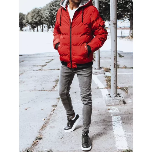 DStreet Red men's quilted winter jacket TX4220