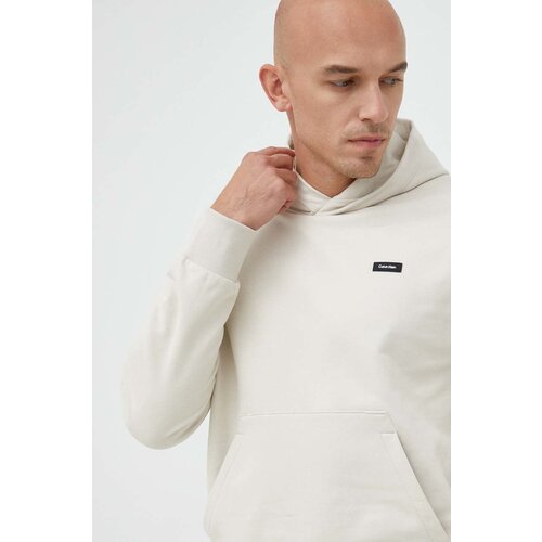 Calvin Klein Bombažen pulover mo&amp;scaron;ka, bež barva, s kapuco Slike
