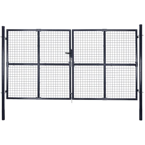 vidaXL Mrežasta vrtna vrata pocinkano jeklo 289x150 cm siva Cene