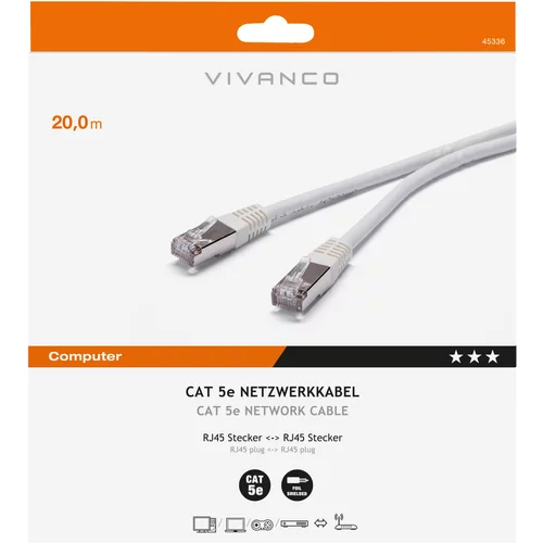 Vivanco CAT 5e Netzwerkkabel weiß 20m