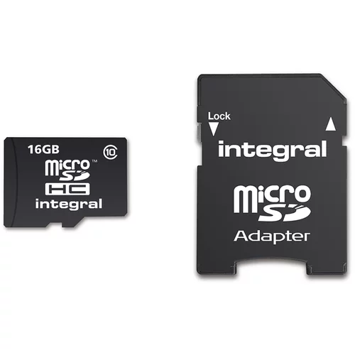 Integral Spominska kartica Micro SDHC Class10, 16 GB + adapter