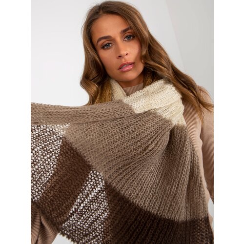 Fashion Hunters Brown and beige women's knitted winter scarf Cene