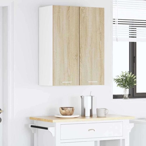 VidaXL viseći ormarić zidne riga sonoma hrast i bijela 30 x 31 x 80 cm Slike
