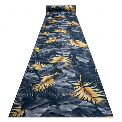 RugsX Tekač gumiran LOTUS FERNS 45270 Listi siva / zlato pralna protizdrsna 100 100x570 cm, (5000173778) Cene