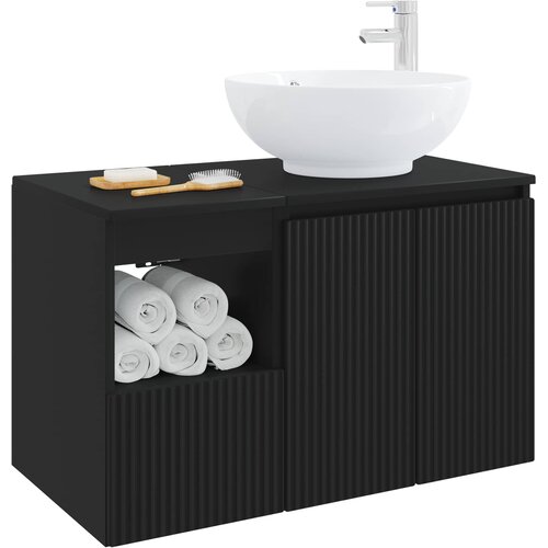  Set namje&amp;scaron;taja za kupaonicu 2 kom. Crna Konstruirano drvo 49,5 x 44,5 x 80 cm Slike