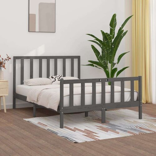  Posteljni okvir siv iz trdnega lesa 150x200 cm 5FT, (20644378) Slike