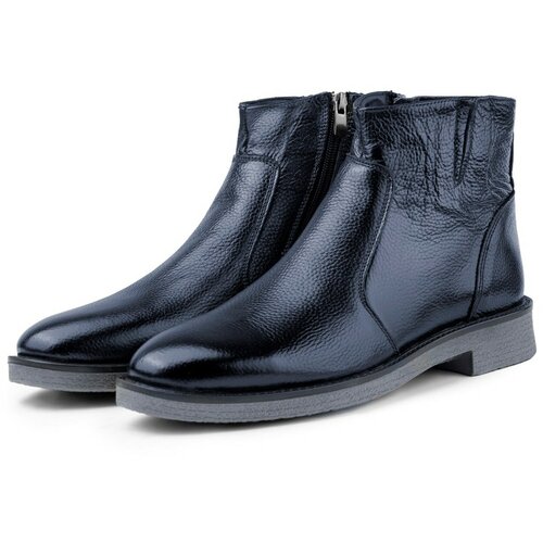 Ducavelli Bristol Genuine Leather Non-slip Sole Zipper Chelsea Daily Boots Navy Blue. Slike