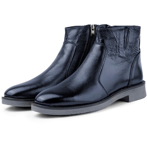 Ducavelli Bristol Genuine Leather Non-slip Sole Zipper Chelsea Daily Boots Navy Blue. Slike
