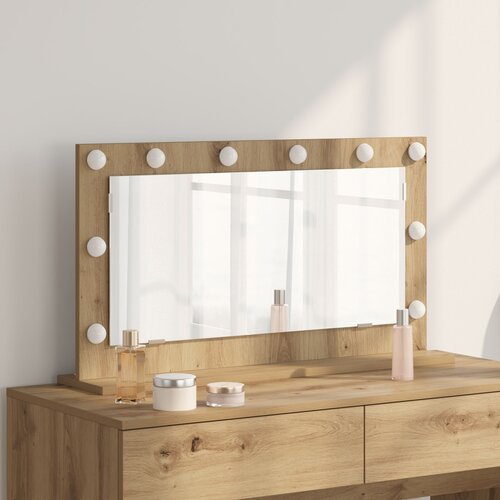 VidaXL ogledalo za toalet Umjetni hrast Drvena ploča 80 x 45 x 18 cm Slike