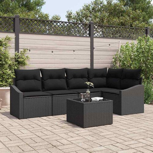  Sjedeća garnitura za vrt 6 kom. Crna poliratan 233,5 x 123,5 x 85 cm Slike