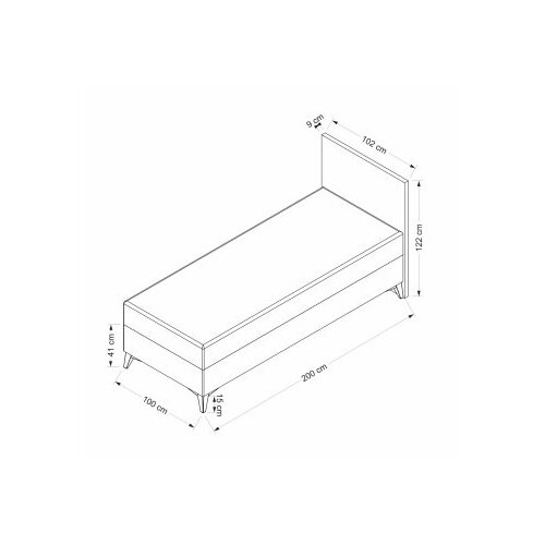 Hanah home Osnova za krevet sa uzglavljem Rise, 100x122x200 cm, Tamnosiva Slike