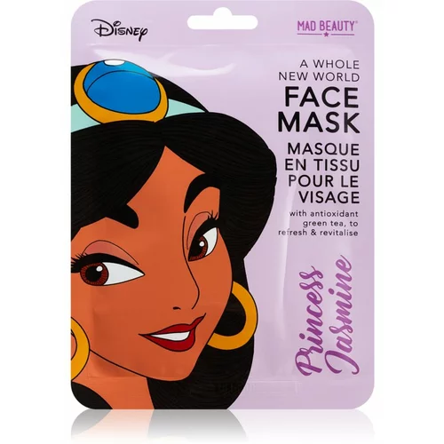 Mad Beauty Disney Princess Jasmine revitalizacijska maska iz platna z izvlečkom zelenega čaja 25 ml