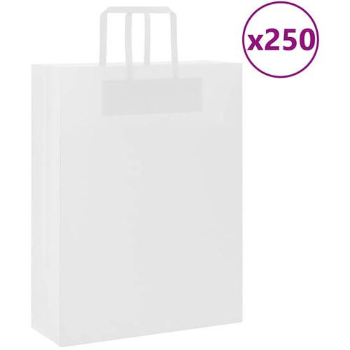  Papirnate vrećice 250 kom s ručkama bijele 32x12x42 cm Cene