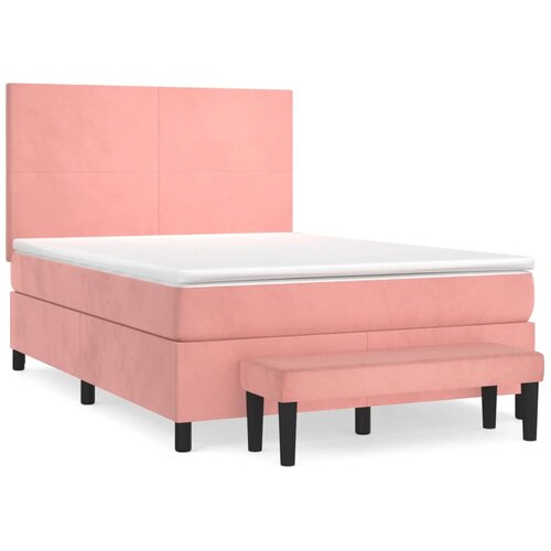VidaXL Box spring postelja z vzmetnico roza 140x190 cm žamet, (20896835) Slike