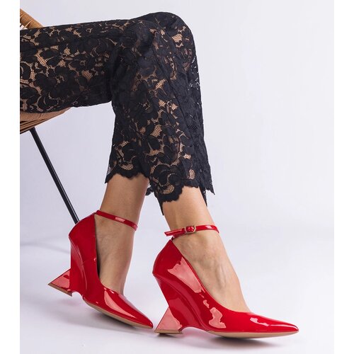 Gemre Red patent wedge pumps Florianda Cene