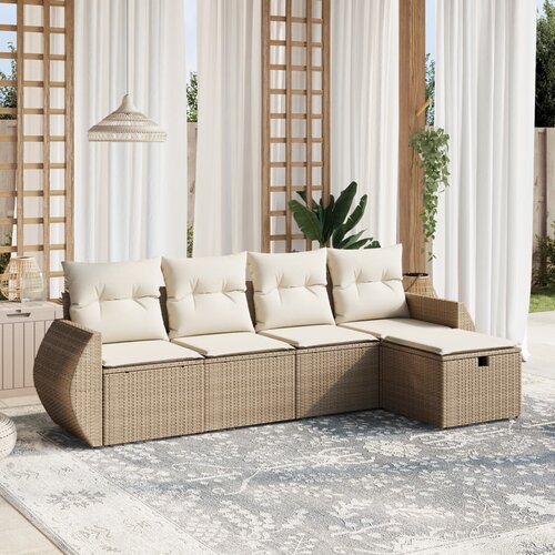  5-dijelni vrtni set sofa s jastucima bež od poliratana 70 x 62.5 x 69 cm Cene