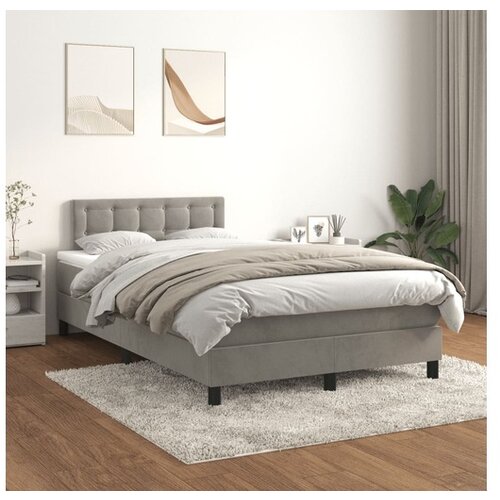  Box spring postelja z vzmetnico svetlo siva 120x200 cm žamet Cene