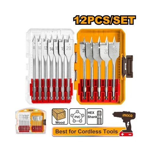 Ingco akdl1206 set ravnih burgija za drvo 12/1 super ( AKDL1206 ) Cene