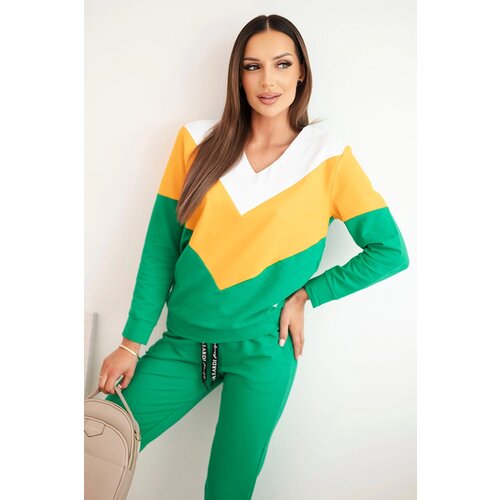 Kesi Plus Size women&amp;#039;s tracksuit set with a V-neck green Slike