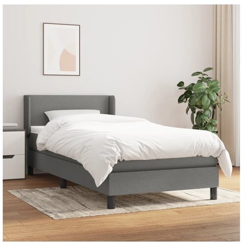  Box spring postelja z vzmetnico temno siva 100x200 cm blago Cene