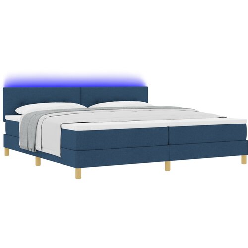 vidaXL Postelja z vzmetnico z LED Modra 200x200 cm Tkanina, (22083863) Cene