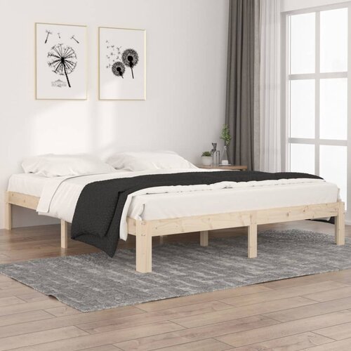 The Living Store Posteljni okvir iz trdne borovine 160x200 cm - Posteljni Okvir, (21455773) Slike