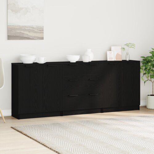  Kreveta 3 pcs Crni hrast 180 x 30 x 70 cm Konstruirano drvo Cijene