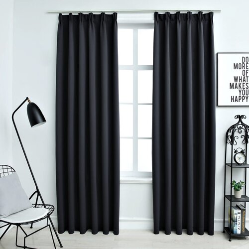 vidaXL Zavjese za zamračivanje s kukama 2 kom crne 140 x 245 cm Cijene