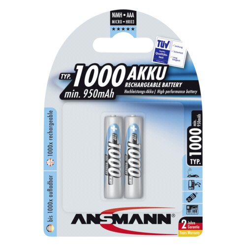 Ansmann 1x2 NiMH rech. battery 1000 Micro AAA 950 mAh Cijene