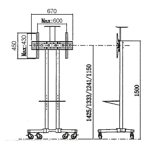 Xstand 32/75 podni pokretni nosač za tv/vesa 600x400/maxTILT +15~-15&amp;amp;#176;/ do 45kg Slike