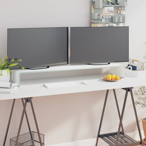 VidaXL Stojalo za TV / ekran stekleno belo 110x30x13 cm Slike