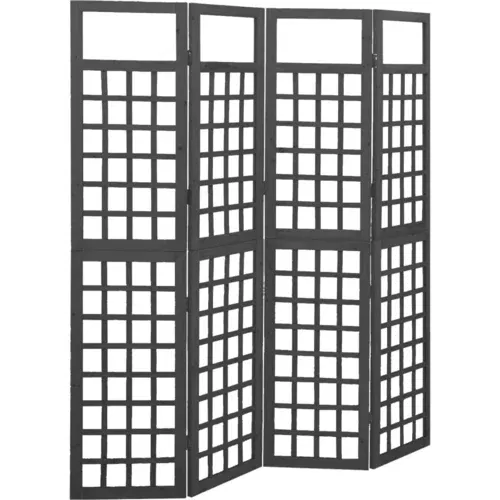 vidaXL Sobna pregrada / rešetka s 4 panela od jelovine 161x180 cm crna