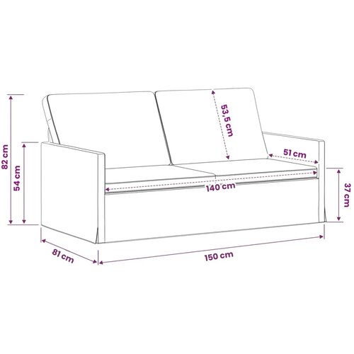  Kauč za dvoje Oblačnosiva 150 x 81 x 82 cm Tkanina - Siva tkanina oblak 140 cm Slike
