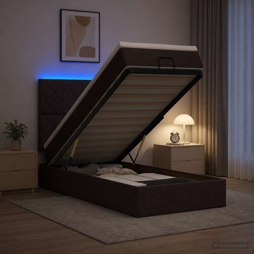  Krevet od pjene s madracem i LED-om Tamno smeđa 90 x 190 cm Slike