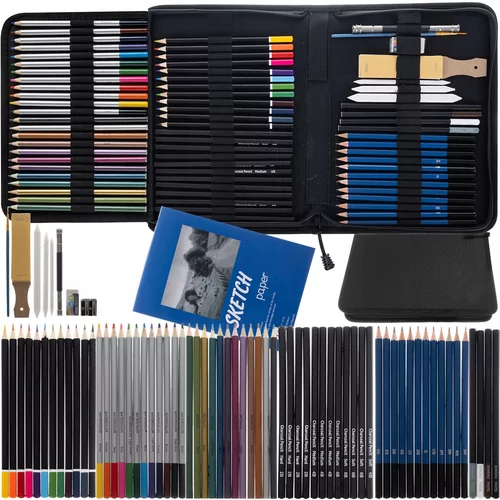  72 delni umetniški komplet svinčnikov in barvic za skiciranje in risanje