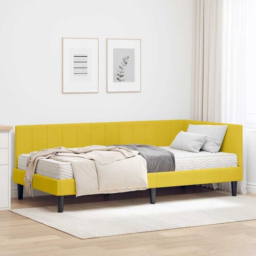 vidaXL Kutni okvir kreveta s madracem Žuta 90 x 200 cm Baršun Cijene