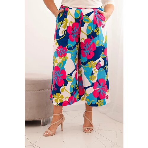 Kesi Włoski Women&amp;#039;s Plus Size viscose trousers with floral pattern fuchsia Slike
