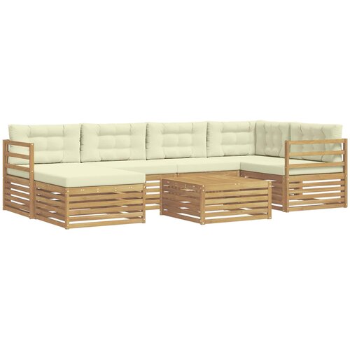 vidaXL Zunanja garnitura za sedenje z blazino 7 pcs Bela in krem, (5000282317) Cene