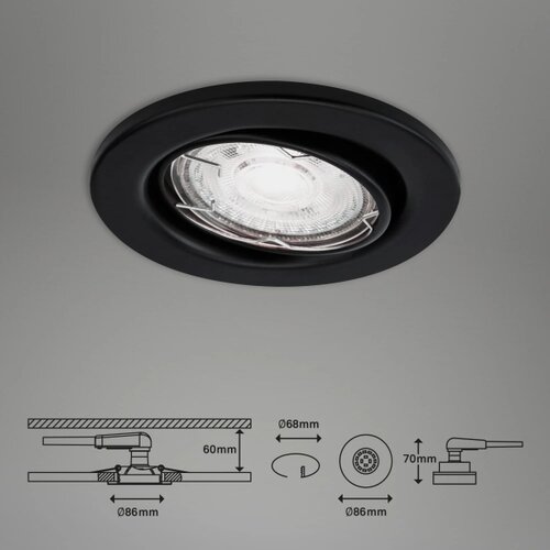BRILO Komplet 3x LED ugradnih kupatilskih svetala 1x GU10/5W/230V IP23 crna Slike