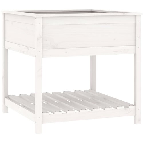 Maison Chic Visoka greda - Greda - Cvetlični Lonec s polico bela 82,5x82,5x81 cm trdna borovina, (21788904) Cene