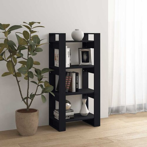  za knjige / pregrada crni 60x35x125 cm od masivnog drva Slike