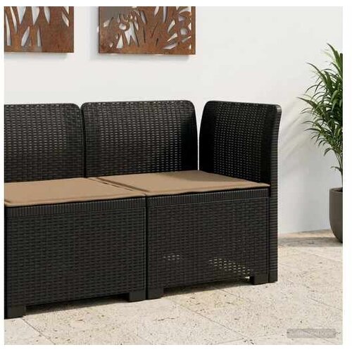 vidaXL Fotelja za jedan s Jastukom Izgled Ratan PP Antracit - Antracit Kutna sofa s taupe jastučićem Cene
