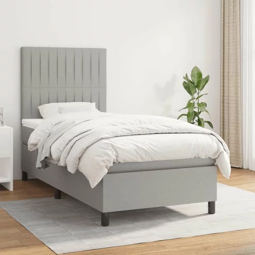  Box spring postelja z vzmetnico svetlo siv 100x200 cm blago, (20902009)