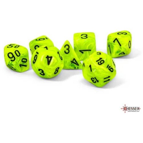 Chessex kockice - vortex mega-hedral - bright green &amp;amp; black (7) Slike