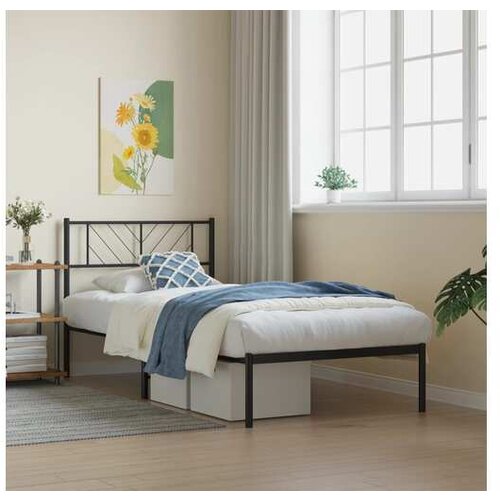 vidaXL Metalni okvir za krevet s uzglavljem crni 107x203 cm Cene