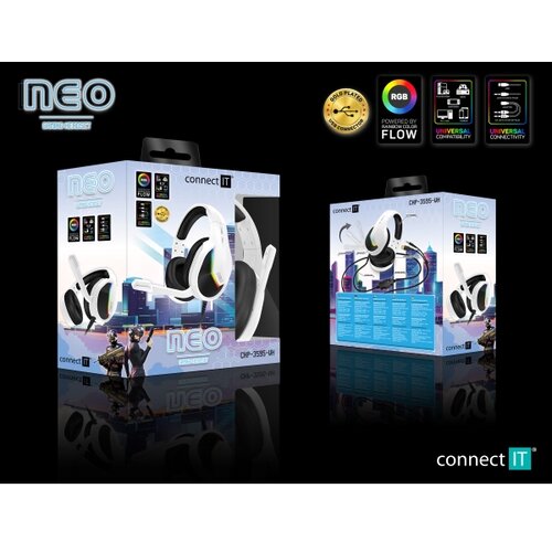 Connect IT CHP-3595-WH - LED RGB gejmerske žične slu&amp;scaron;alice sa mikrofonom bele/crne Slike
