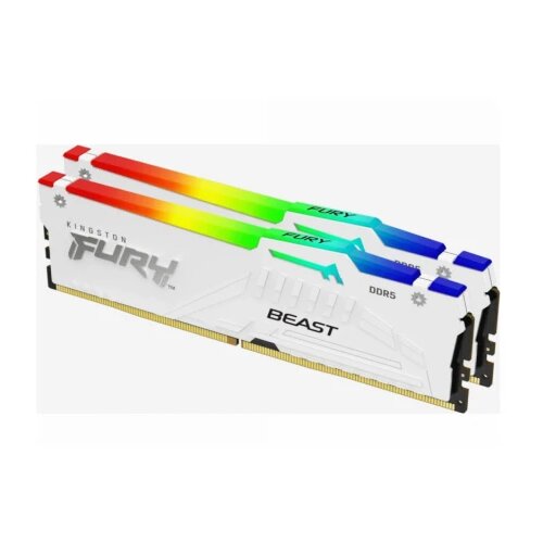 Kingston memorija 32GB(2x16GB)/DIMM/DDR5/5600MHz/CL40/FURY beast rgb/bela Slike