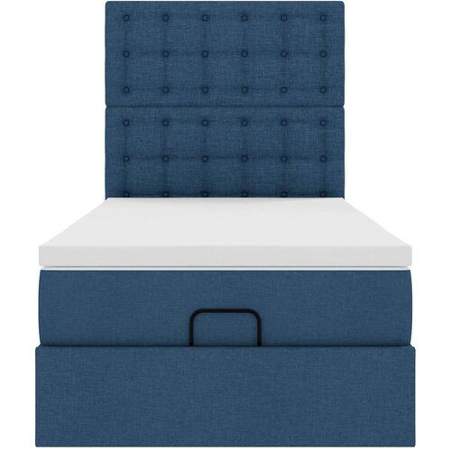  Ottoman krevet s madracem i LED diodama plavi 80x200 cm tkanina Slike