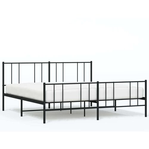 VidaXL Metalni okvir kreveta uzglavlje i podnožje crni 193x203 cm Slike